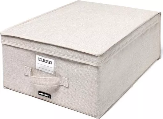 ORDINETT ITALY Κουτί Αποθήκευσης Ρούχων 36x48x19cm Πολυεστέρας 33lt 0.95kg BOX MEDIUM LINETTE Μπεζ