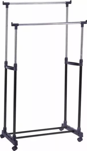 Κρεμάστρα Δαπέδου Vesta Τροχήλατη από Μέταλλο Πτυσσόμενη 80x43x160cm Μαύρο