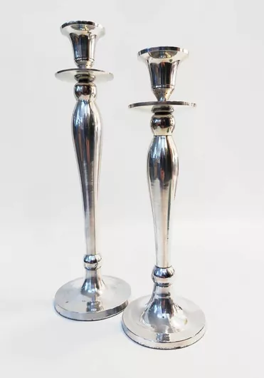 Κηροπήγια MSA Σετ Αλουμινίου Ασημί Σετ 2τμχ