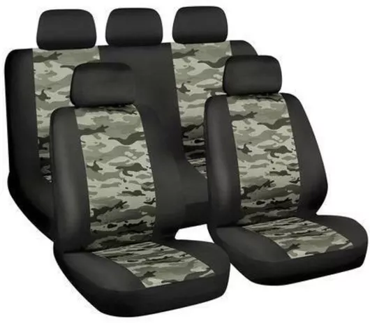 Καλύμματα Καθισμάτων Αυτοκινήτου Παραλλαγής από Ύφασμα Σετ 11τμχ Πράσινο