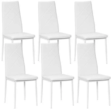 Καρέκλα Τραπεζαρίας Homcom Δερματίνη Σετ 6τμχ 41x50x97cm Λευκό