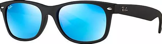 Γυαλί Ηλίου Ray Ban Wayfarer με Μαύρο Κοκκάλινο Σκελετό & Μπλε Καθρέφτη Φακό RB2132 622/17