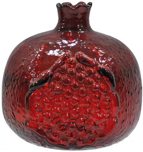 Γούρι Ρόδι Ροζ από Γυαλί 8x9cm