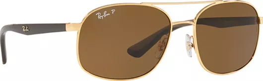 Γυαλί Ηλίου Ray Ban Ανδρικά με Χρυσό Μεταλλικό Σκελετό & Καφέ Polarized Φακό RB3593 001/83