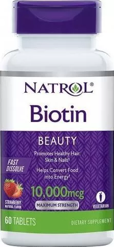Natrol Biotin Beauty Fast Dissolve 10.000 mcg 60 ταμπλέτες Strawberry