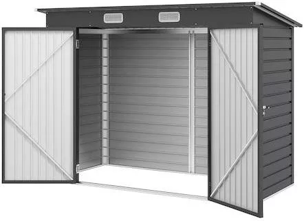 Αποθήκη Κήπου Outsunny Γαλβανιζέ με Διπλή Πόρτα Μέταλλο 2.49x1.21x1.83m Γκρι