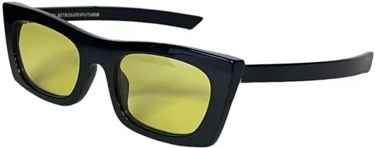 Γυναικεία Γυαλιά Ηλίου Super Retrofuture Cat Eye 53mm με Κίτρινο Φακό & Μαύρο Σκελετό