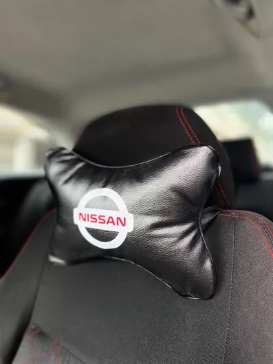 Μαξιλαράκια Αυχένα Αυτοκινήτου Nissan Δερματίνη Σετ 2τμχ Μαύρο