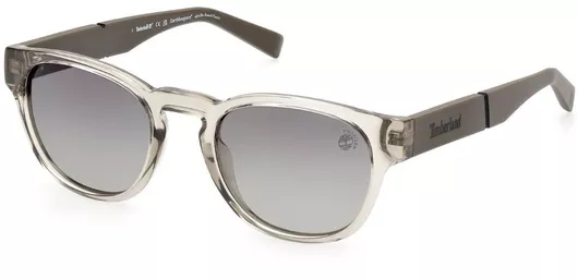 Ανδρικά Γυαλιά Ηλίου Timberland Polarized Στρογγυλά 51mm με Γκρι Φακό & Διάφανο Σκελετό