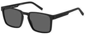 Ανδρικά Γυαλιά Ηλίου Tommy Hilfiger Polarized Τετράγωνα 55mm με Γκρι Φακό & Μαύρο Σκελετό