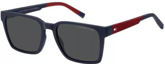 Ανδρικά Γυαλιά Ηλίου Tommy Hilfiger Τετράγωνα 55mm με Γκρι Φακό & Μπλε Σκελετό