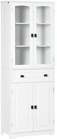 Βιτρίνα Σαλονιού Homcom Δαπέδου με Τζάμι 60x30x160cm Λευκό
