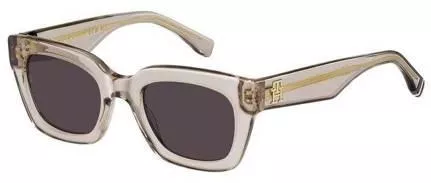 Γυναικεία Γυαλιά Ηλίου Tommy Hilfiger Γεωμετρικά 51mm με Καφέ Φακό & Διάφανο Σκελετό