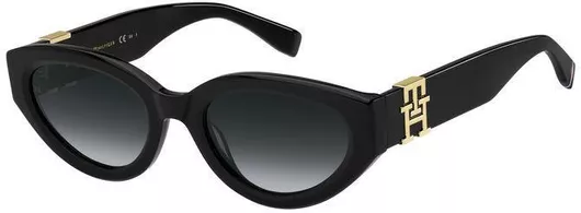 Γυναικεία Γυαλιά Ηλίου Tommy Hilfiger Ντεγκραντέ Cat Eye 54mm με Γκρι Φακό & Μαύρο Σκελετό