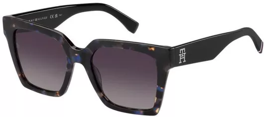 Γυναικεία Γυαλιά Ηλίου Tommy Hilfiger Ντεγκραντέ Τετράγωνα 53mm με Γκρι Φακό & Ταρταρούγα Σκελετό