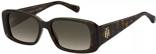 Γυναικεία Γυαλιά Ηλίου Tommy Hilfiger Ορθογώνια 54mm με Καφέ Φακό & Ταρταρούγα Σκελετό