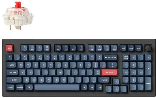 Gaming Πληκτρολόγιο Keychron V1 Max V1M-D1 Ασύρματο 75% RGB με Red Διακόπτες Αγγλικό US Λευκό