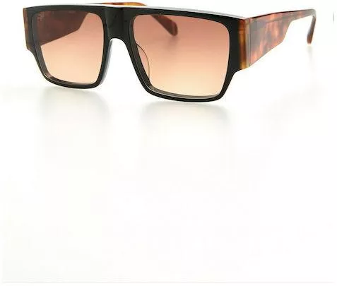 Unisex Γυαλιά Ηλίου Kaleos Ορθογώνια 55mm με Καφέ Φακό & Ταρταρούγα Σκελετό