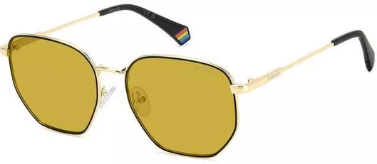 Unisex Γυαλιά Ηλίου Polaroid Polarized Γεωμετρικά 56mm με Καφέ Φακό & Χρυσό Σκελετό