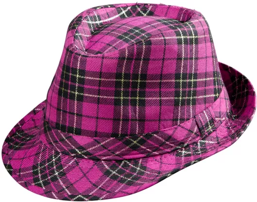 Αποκριάτικο Καπέλο Widmann Fedora Καρό Ροζ