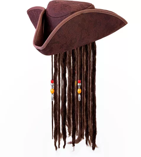 Αποκριάτικο Καπέλο Widmann Πειρατή με Περούκα Καφέ