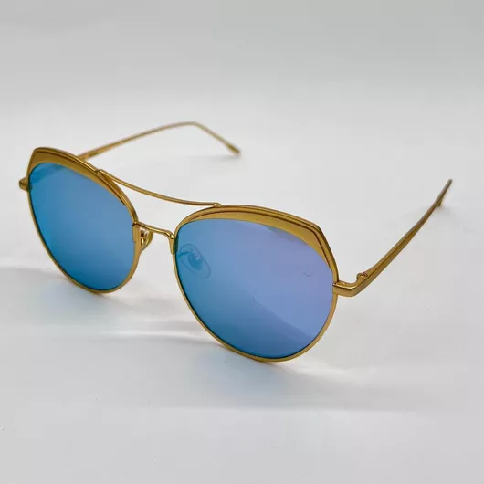 Γυναικεία Γυαλιά Ηλίου Mujosh Καθρεύτης Ορθογώνια 57mm με Μπλε Φακό & Χρυσό Σκελετό
