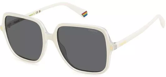 Γυναικεία Γυαλιά Ηλίου Polaroid Polarized Τετράγωνα 56mm με Γκρι Φακό & Λευκό Σκελετό