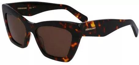 Γυναικεία Γυαλιά Ηλίου Salvatore Ferragamo Cat Eye 55mm με Καφέ Φακό & Ταρταρούγα Σκελετό