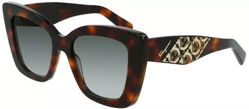 Γυναικεία Γυαλιά Ηλίου Salvatore Ferragamo Ντεγκραντέ Cat Eye 52mm με Πράσινο Φακό & Ταρταρούγα Σκελετό