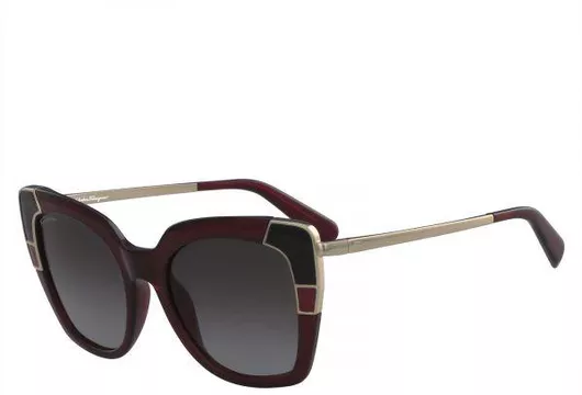 Γυναικεία Γυαλιά Ηλίου Salvatore Ferragamo Ντεγκραντέ Τετράγωνα 52mm με Γκρι Φακό & Μπορντό Σκελετό