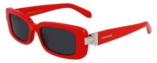 Γυναικεία Γυαλιά Ηλίου Salvatore Ferragamo Ορθογώνια 52mm με Γκρι Φακό & Κόκκινο Σκελετό