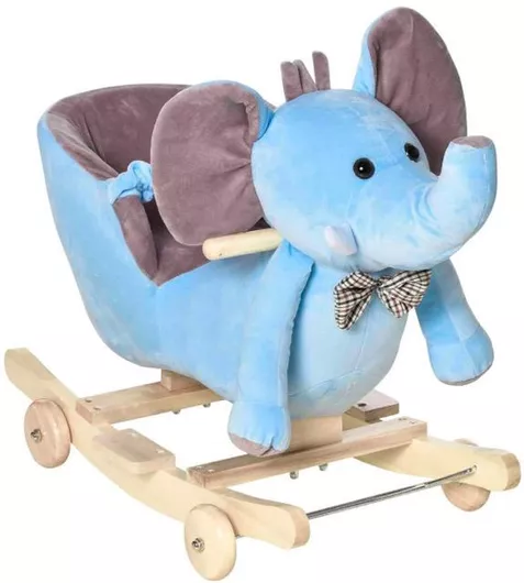 Κουνιστό Παιχνίδι HomCom Ελεφαντάκι με Μουσική για 18+ Μηνών Γαλάζιο