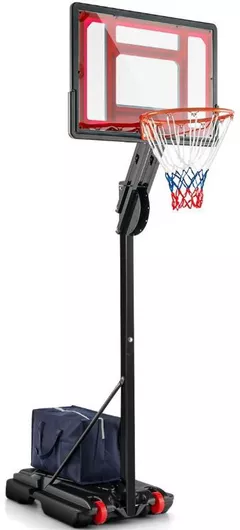 Παιδική Μπασκέτα Costway με Βάση & Μπάλα με Ρυθμιζόμενο ύψος & Ρόδες 105-260 cm Μαύρη