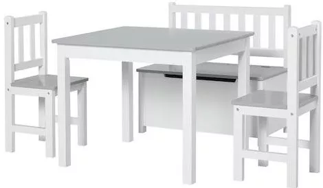 Σετ Παιδικό Τραπέζι HomCom με Καρέκλες Λευκό