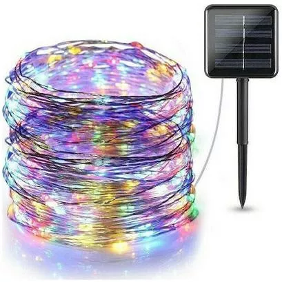 Χριστουγεννιάτικα Λαμπάκια σε Σειρά Ηλιακά με 100 LED 10m Πολύχρωμο