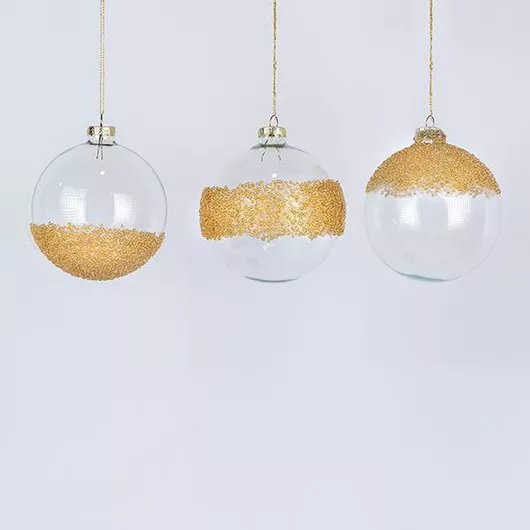 Χριστουγεννιάτικα Στολίδια Μπάλες Eurolamp Γυάλινες 8cm Σετ 4τμχ Σαμπανί
