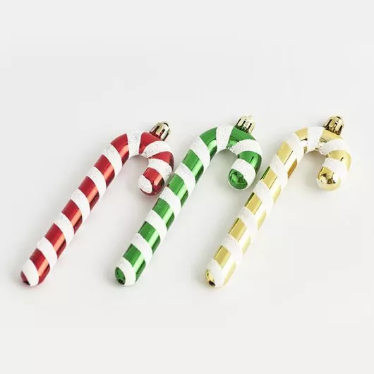 Χριστουγεννιάτικα Στολίδια Μπαστούνια Eurolamp Πλαστικά 13cm Σετ 3τμχ Πολύχρωμο