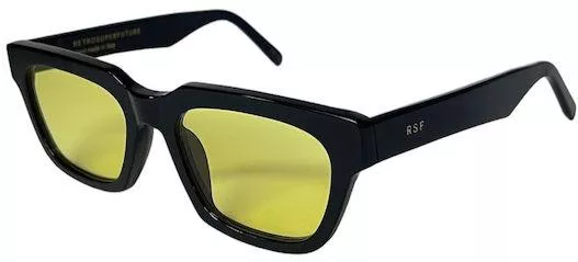 Unisex Γυαλιά Ηλίου Super Retrofuture Τετράγωνα 52mm με Κίτρινο Φακό & Μαύρο Σκελετό