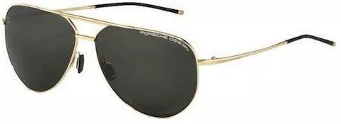 Ανδρικά Γυαλιά Ηλίου Porsche Design Polarized Aviator 62mm με Γκρι Φακό & Χρυσό Σκελετό