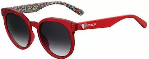 Γυναικεία Γυαλιά Ηλίου Moschino Love Ντεγκραντέ Στρογγυλά 53mm με Γκρι Φακό & Κόκκινο Σκελετό