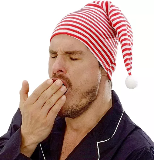 Αποκριάτικο Καπέλο/Σκουφάκι Widmann Ύπνου Ριγέ Λευκό/Κόκκινο