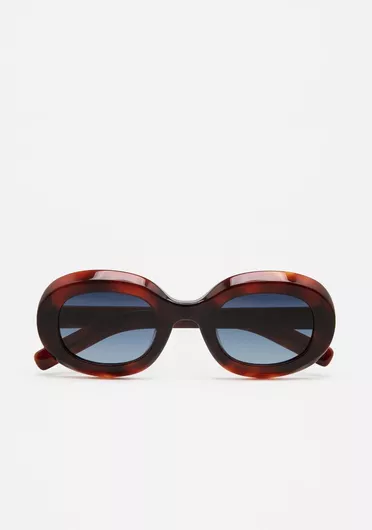 Γυναικεία Γυαλιά Ηλίου Kaleos Ντεγκραντέ Στρογγυλά 49mm με Μπλε Φακό & Ταρταρούγα Σκελετό