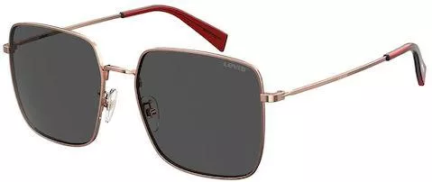 Γυναικεία Γυαλιά Ηλίου Levi'S Τετράγωνα 56mm με Γκρι Φακό & Χρυσό Σκελετό