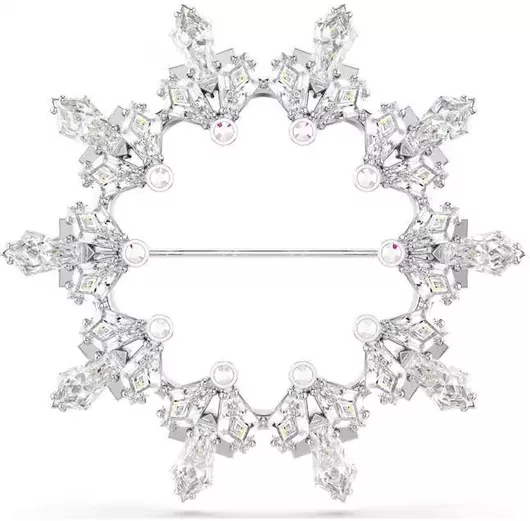 Καρφίτσα Swarovski Idyllia από Μέταλλο Χιονονιφάδα με Πέτρες Λευκό