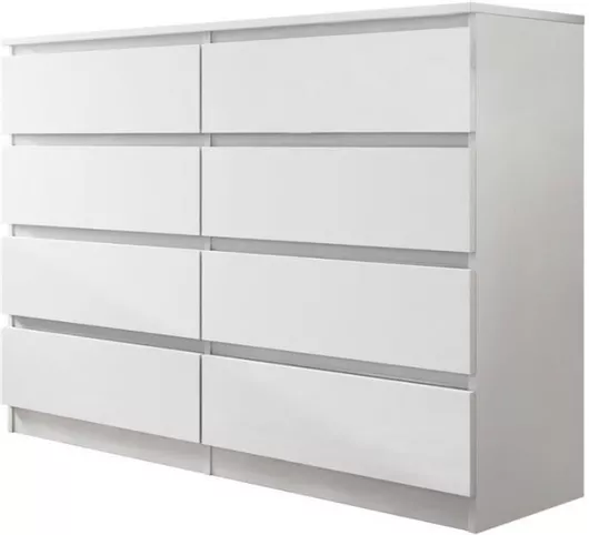 Συρταριέρα Κρεβατοκάμαρας Juniper 8S Ξύλινη με 8 Συρτάρια 40x139x100cm Λευκό