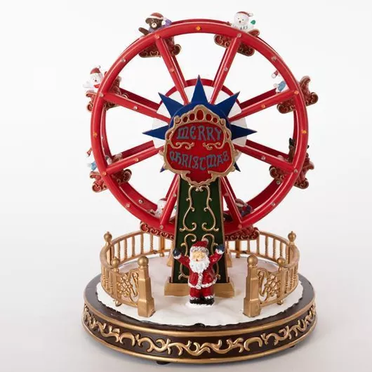 Χριστουγεννιάτικο Διακοσμητικό Ρόδα Λούνα Παρκ Eurolamp Ρεύματος με Κίνηση & Μουσική Φωτιζόμενο 20.9x20.9x26.4cm Πολύχρωμο