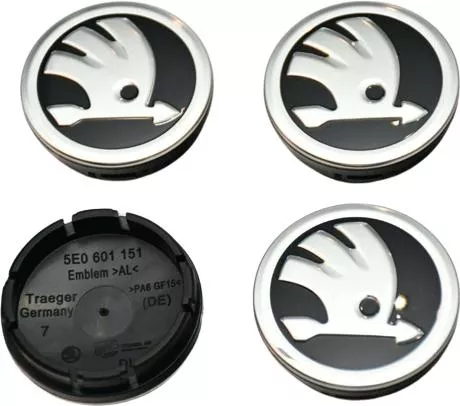 Τάπες για Κέντρο Ζάντας Skoda Πλαστικό 4τμχ Μαύρο / Ασημί