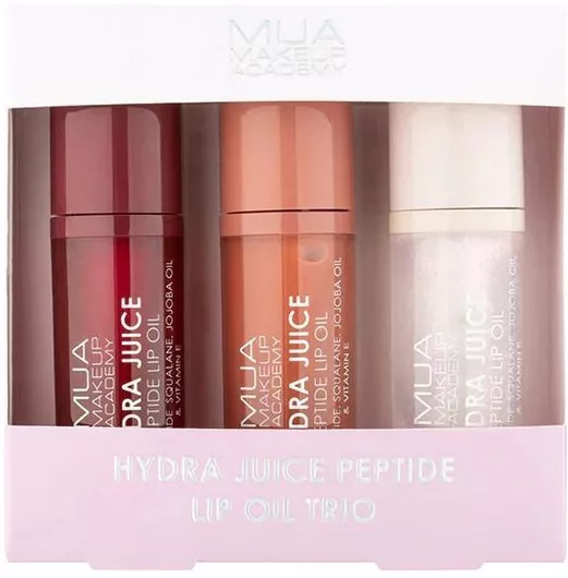 Lip Oil MUA Hydra Juice Peptide Σετ Cherry Kiss Sugared Coconut & Heartfelt Hun 3x7ml