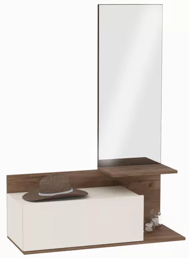 Έπιπλο Χωλ Polihome Harm με Καθρέπτη 90x35x135cm Καφέ/Φυσικό