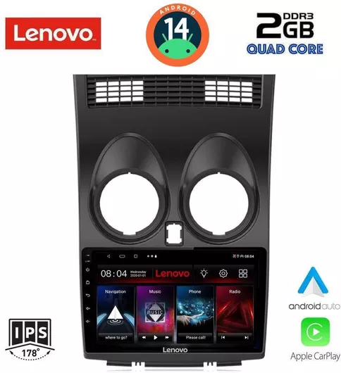 Ηχοσύστημα Αυτοκινήτου Lenovo για Nissan Qashqai 2007-2014 Bluetooth/USB/AUX/WiFi/GPS/Apple-Carplay/Android-Auto με Οθόνη Αφής 9"